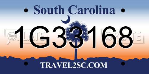 1G33168 South Carolina License Plate