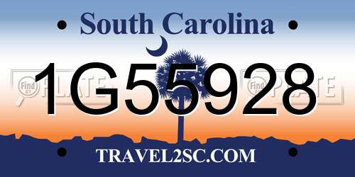 1G55928 South Carolina License Plate