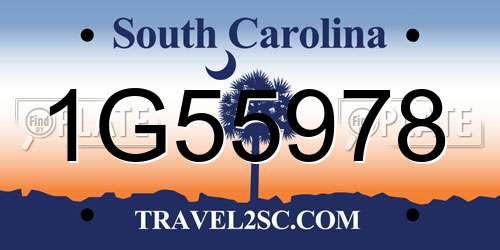 1G55978 South Carolina License Plate