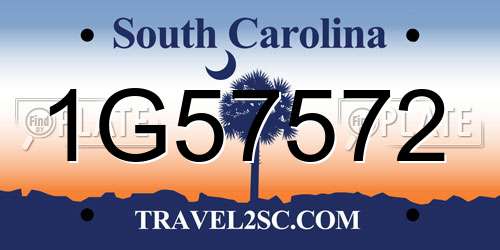 1G57572 South Carolina License Plate