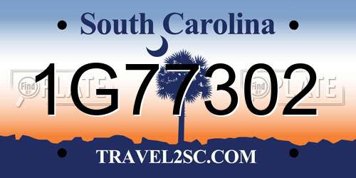 1G77302 South Carolina License Plate