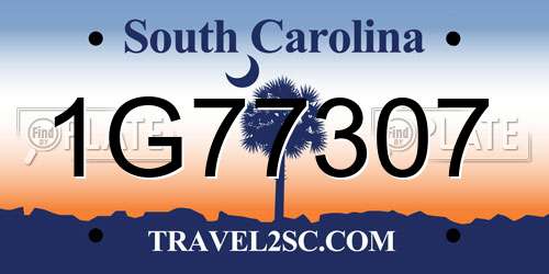 1G77307 South Carolina License Plate