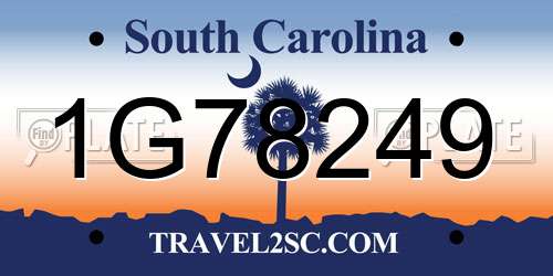 1G78249 South Carolina License Plate