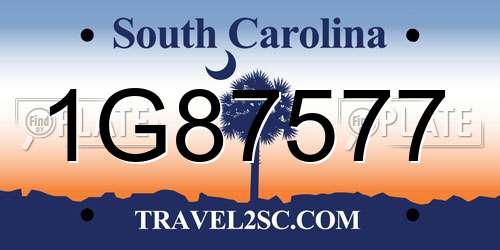 1G87577 South Carolina License Plate