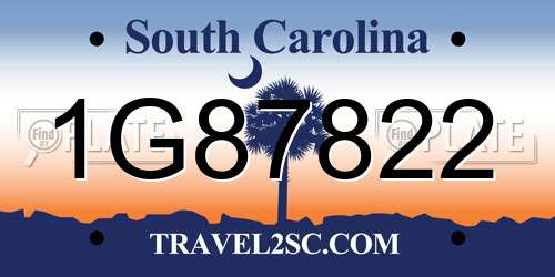 1G87822 South Carolina License Plate