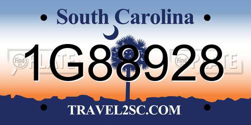 1G88928 South Carolina License Plate