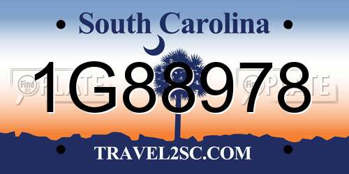 1G88978 South Carolina License Plate