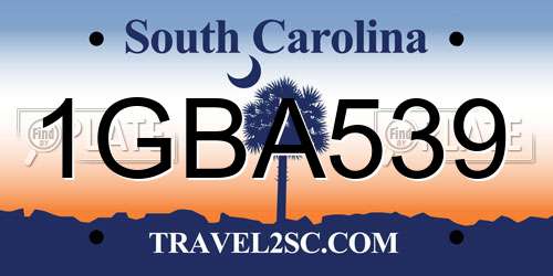 1GBA539 South Carolina License Plate