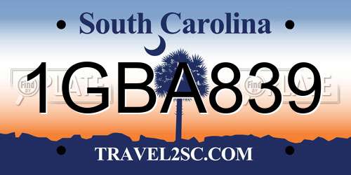 1GBA839 South Carolina License Plate