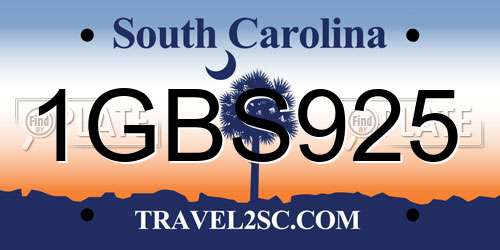 1GBS925 South Carolina License Plate