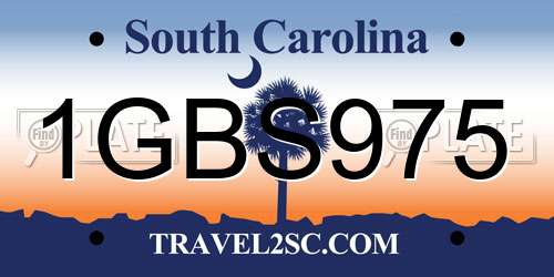 1GBS975 South Carolina License Plate