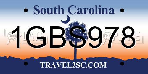 1GBS978 South Carolina License Plate