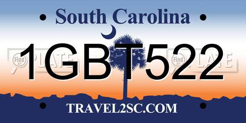 1GBT522 South Carolina License Plate