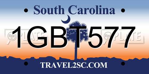 1GBT577 South Carolina License Plate