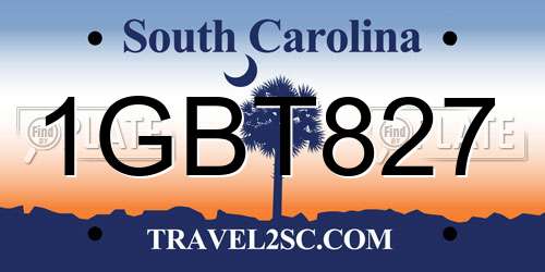1GBT827 South Carolina License Plate