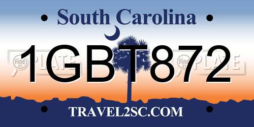 1GBT872 South Carolina License Plate