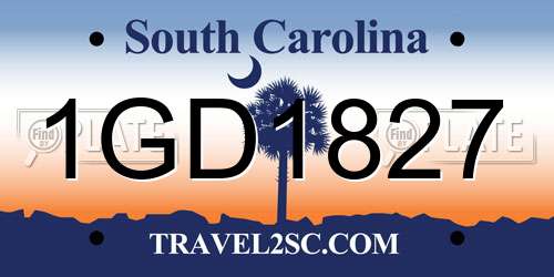 1GD1827 South Carolina License Plate