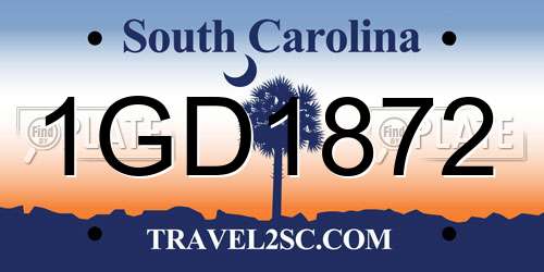 1GD1872 South Carolina License Plate