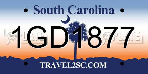 1GD1877 South Carolina License Plate