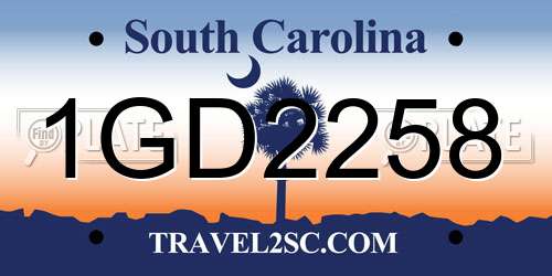 1GD2258 South Carolina License Plate