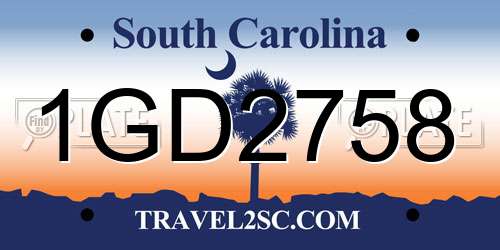 1GD2758 South Carolina License Plate