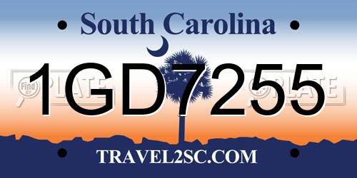 1GD7255 South Carolina License Plate