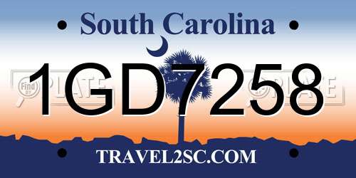 1GD7258 South Carolina License Plate