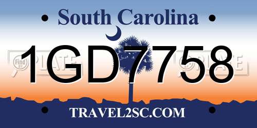 1GD7758 South Carolina License Plate