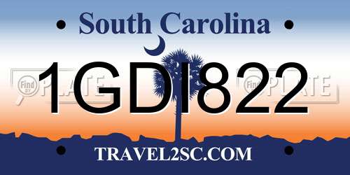 1GDI822 South Carolina License Plate
