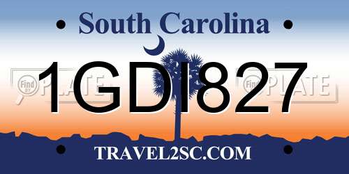 1GDI827 South Carolina License Plate