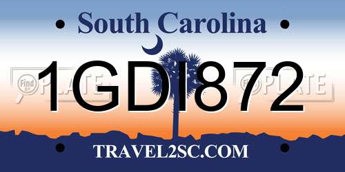 1GDI872 South Carolina License Plate