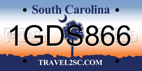 1GDS866 South Carolina License Plate
