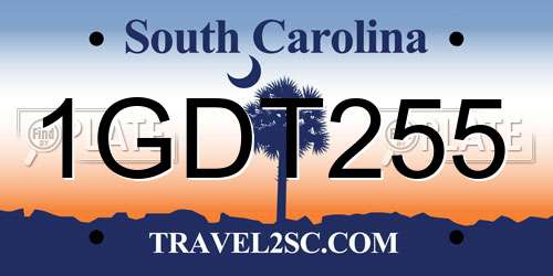 1GDT255 South Carolina License Plate