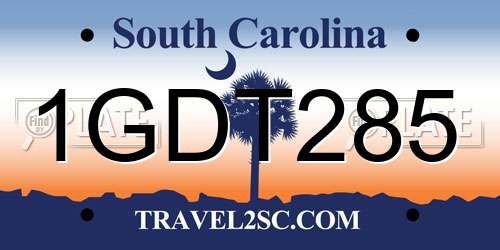 1GDT285 South Carolina License Plate