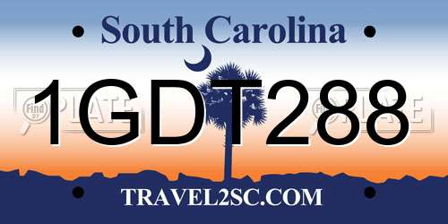 1GDT288 South Carolina License Plate