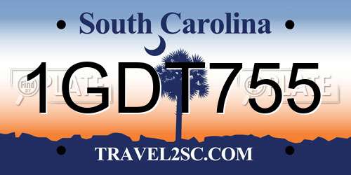 1GDT755 South Carolina License Plate