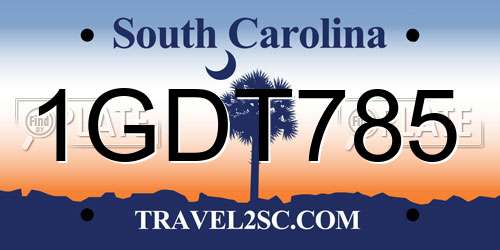1GDT785 South Carolina License Plate