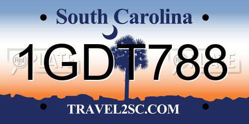 1GDT788 South Carolina License Plate