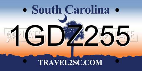 1GDZ255 South Carolina License Plate