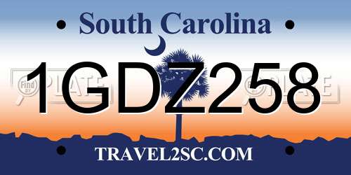 1GDZ258 South Carolina License Plate