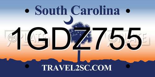 1GDZ755 South Carolina License Plate
