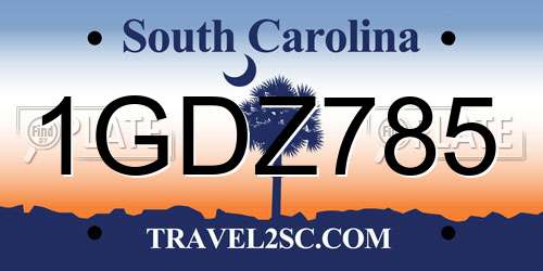 1GDZ785 South Carolina License Plate