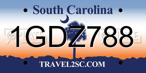 1GDZ788 South Carolina License Plate
