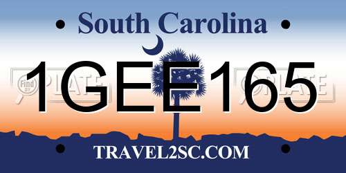 1GEE165 South Carolina License Plate