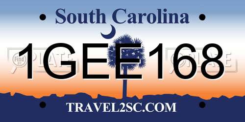 1GEE168 South Carolina License Plate