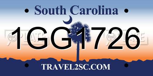 1GG1726 South Carolina License Plate