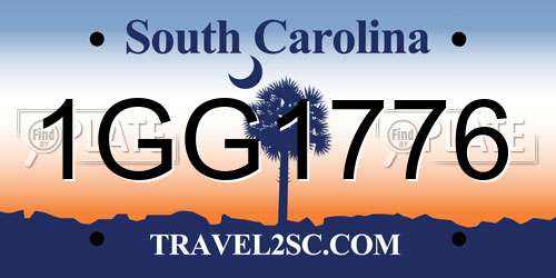 1GG1776 South Carolina License Plate