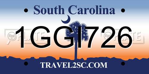 1GGI726 South Carolina License Plate