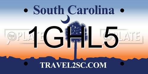 1GHL5 South Carolina License Plate