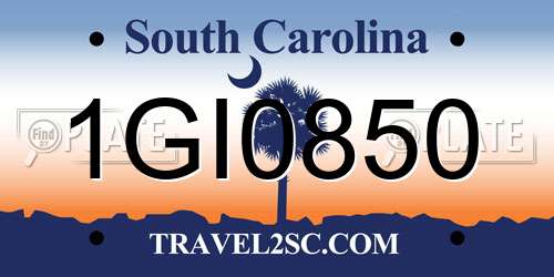 1GI0850 South Carolina License Plate